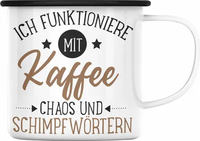 Produktbild von Trendation - Lustige Emaille Tassen Für Frauen Männer Sprüche Geschenk Spruch für Büro Vater Geschenk (Schwarz)