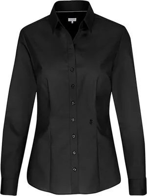 Produktbild von Seidensticker CITY-BLUSE Damen Langarm Kent Slim-Fit Schwarz 36