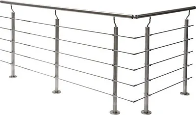 Produktbild von Pertura Geländer-Komplettset Hestia L-Form Edelstahl mit Rundstäbenfür Bodenmontage B: 4 m