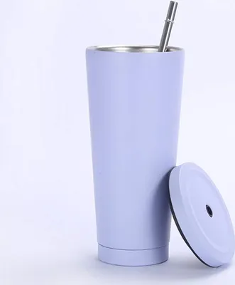 Produktbild von 750ml/25oz Edelstahl Becher Vakuumisolierte Tasse Kaffeebecher Reiseflasche Thermobecher Kaltgetränkebecher mit Strohhalm und Auslaufsicherem Deckel für Eiskaltes oder Warmes Trinken