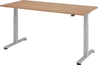 Produktbild von bümö Schreibtisch elektrisch XMST - Gestell: Silber, Nachbildung: Nussbaum, Größe:  180 x 80 cm