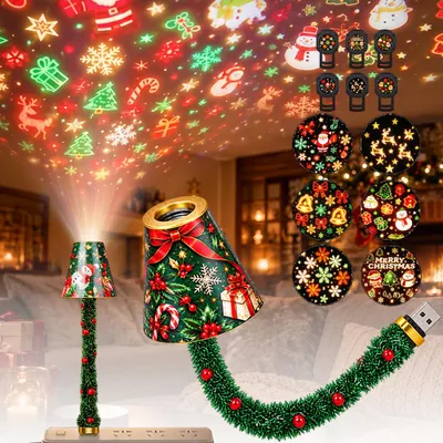 Produktbild von Weihnachtsprojektor HD Christmas Projector Plug and Play Flexibler Weihnachten Projektionslicht USB Mit 6 Motiven Xmas für Decke Wand Weihnachtsdeko