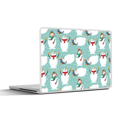 Produktbild von MuchoWow® Laptop Aufkleber Sticker Cover Schneemann - Cartoon - Winter - Weihnachten - Muster 25x18 cm - Laptop-Deko