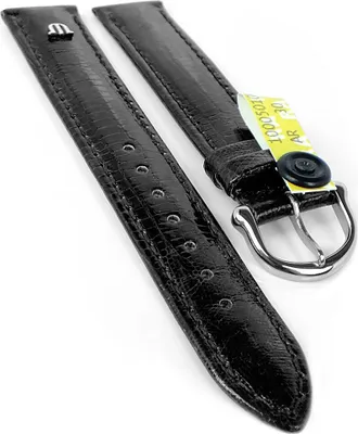 Produktbild von Maurice Lacroix | TEJU XL Uhrenarmband | Eidechsenleder, schwarz 34760, Stegbreite:12mm, Schließe:Silbern