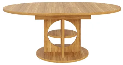 Produktbild von Ausziehbarer Esstisch - Rund zu oval - 110–150 cm - Stauraum - Holz + MDF - Belastbarkeit bis 60 kg - Platzsparend
