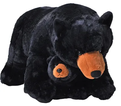 Image de Peluche maman ours et son petit - ours noir 76 cm
