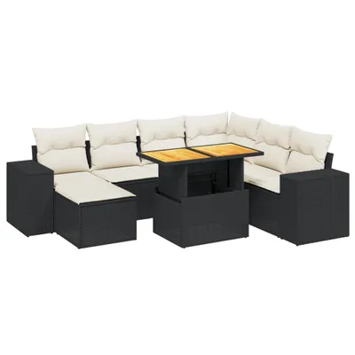 Produktbild von vidaXL 8-tlg. Garten-Sofagarnitur mit Kissen Schwarz Poly Rattan