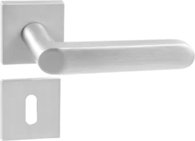 Produktbild von DOMINO Türgriff Drückergarnitur BB-Buntbart Set | quadratische Rosette | Türklinke für Zimmertür, Bürotür, Kellertür & Innentür | Türbeschläge aus Aluminium  |Chrom Türdrückergarnitur | DENVER-QR SLIM M6
