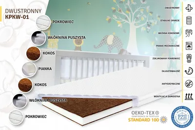 Produktbild von Babymatratze 120x60 cm Kokos - Schaum - Kokos / Tapi