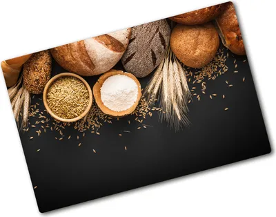 Produktbild von Tulup Glas Herdabdeckplatte - 80x52 cm - Glaskeramikkochfeld-Abdeckung Spritzschutz Glasabdeckplatte - Einteilig - Essen & Getränke - Brot und Weizen - Braun