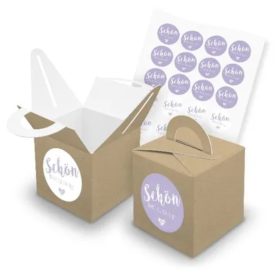 Produktbild von itenga SET 24x Würfelboxen mit Griff Braun (V43) + Motivsticker (M101)