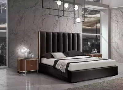 Produktbild von Komplettes Modernes Schlafzimmer Set Designer Bett + 2x Nachttische 3tlg