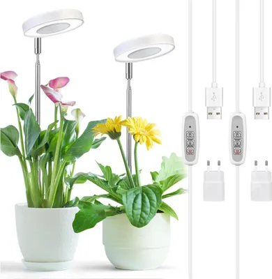 Immagine prodotto di 2 pezzi lampada per piante Lampada LED per coltivazione a spettro completo per piante da interno luce per piante con timer 4 luminosità altezza regolabile