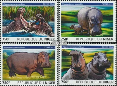 Produktbild von Briefmarken Niger 2015 Mi 3807-3810 (kompl. Ausg.) postfrisch Flusspferde