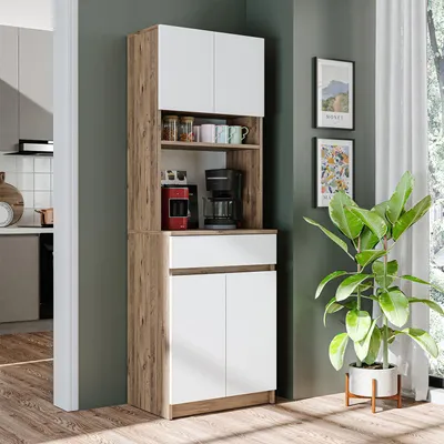 Produktbild von Skye Decor, Hochwertiger Mehrzweckschrank, 100% Melamin, Atlantik-Kiefer & Weiß