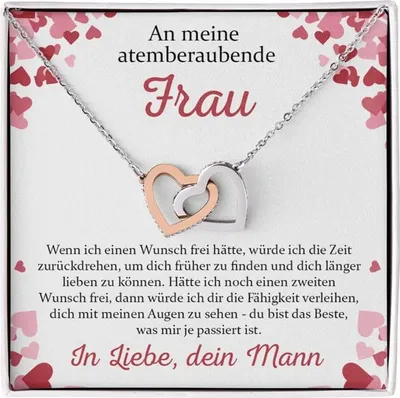 Produktbild von An meine atemberaubende Frau - Verbundene-Herzen-Halskette MARY_HEARTS