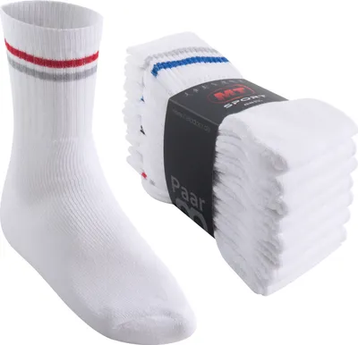 Produktbild von MT Sport- und Freizeitsocken für Damen und Herren (8 Paare) - Tennissocken - weiß bunt gestreift