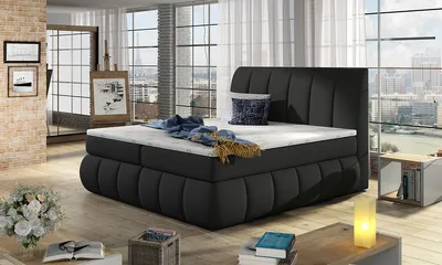 Produktbild von NABBI Gepolstert Doppelbett mit Stauraum Varesa 160 - schwarz (Sawana 14)