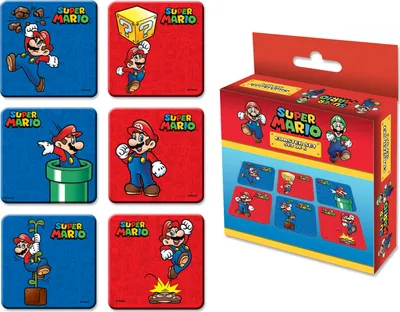 Immagine prodotto di Set di sottobicchieri Super Mario - Confezione da 6 con pose di Mario - Merchandising ufficiale Nintendo - Retro in sughero di alta qualità, antiscivolo, resistente al calore