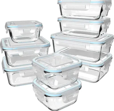 Produktbild von GENICOOK Frischhaltedose Glas mit Deckel 9er Set - 100% dicht & schadstofffrei - spülmaschinenfest & mikrowellengeeignet