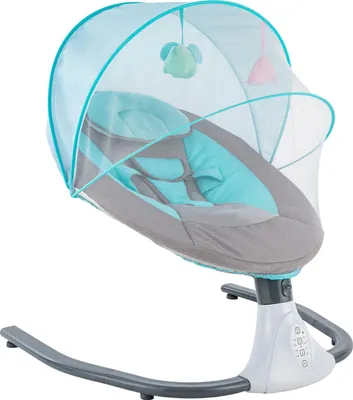 Image de Balançoire bébé, berceau Infant Rocker, berceau à bascule Baby Bouncer chaise à bascule Cradle Rocker siège château gonflable avec musique et jouets pour 0-12 mois 3-12 kg (bleu)