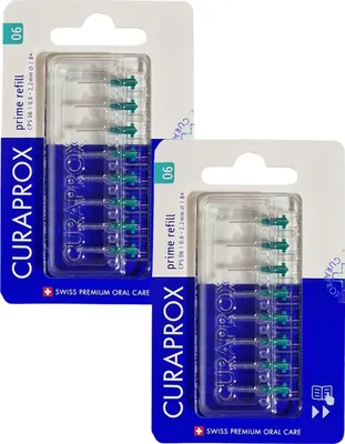 Produktbild von 2x Curaprox Interdentalbürsten CPS 06 türkis - Prime refill (0,6mm - 2,2mm) - 2x 8 Stück