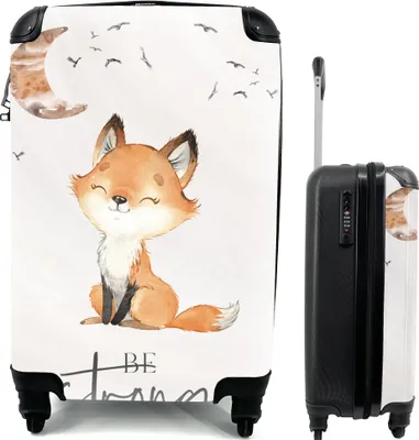 Produktbild von MuchoWow® MuchoWow® Koffer Handgepäck Trolley Rollkoffer Kleine Reisekoffer mit 4 Rollen - Zitate - Aquarell - Stark sein - Kinder - Fuchs - Tiere - Cabin Size < 55x40x23 cm & 55x40x20 cm - Fotokoffer