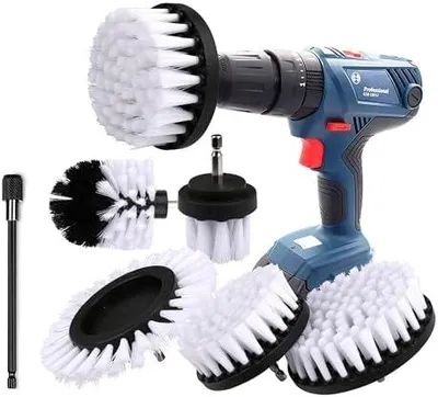 Produktbild von Bürstenaufsatz Bohrmaschine Set, Bürstenaufsatz Akkuschrauber 6 Stück Reinigungsbürste Felgenbürste Scrubber Reinigung Bürste Kit für Felgen, Badewanne, Fliesen, Küche, Auto, Sofa Ecken & Grill