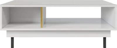 Produktbild von Artemisa Hochglanz Möbel / Couchtisch Mit Goldenem Akzent / Hochglanz / 3 Fächern / 115 X 69 X 45 Cm / Weiß