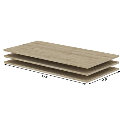 Zdjęcie produktu dla Zestaw 3 półek do szafy na ubrania 200 cm RANDLER – orzech hickory