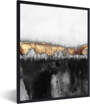 Produktbild von MuchoWow® Gerahmtes Poster Gold - Chic - Abstrakt 60x80 cm - Poster mit Schwarzem Bilderrahmen Wandposter Rahmen Foto Bilder - Premium - Wanddeko Wohnzimmer