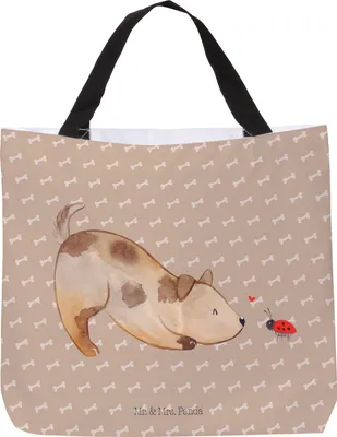 Produktbild von Mr. & Mrs. Panda Schultasche Hund Marienkäfer - Hundeglück - Geschenk, Strandtasche, Tasche, Reisetasche, Einkaufstasche, Mischlingshund, Hunde, Hunderasse, Sprüche
