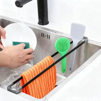 Produktbild von Spültuchhalter – Küchenorganizer – Nachhaltiges ABS-Material – 43 cm – Schwarz