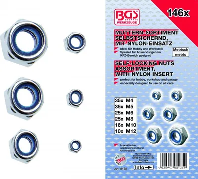 Produktbild von BGS 8135 6-kant-Muttern-Sortiment, selbstsichernd, 146-tlg.