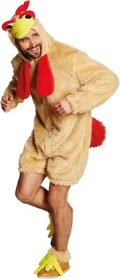 Hahn Kostüm Chris Chicken für Herren Gr. S-XXL braun Tier Tierkostüm Fasching Karneval Mottoparty Spaßkostüm Gruppenkostüm Paarkostüm