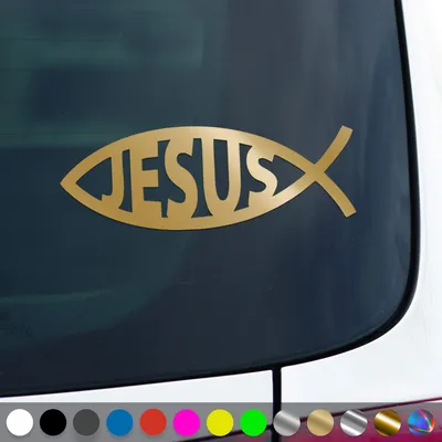 Produktbild von PantherPixel Jesus Fisch Aufkleber Ichthys Christentum Christus Sticker Auto Geschenkidee Farbe Gold