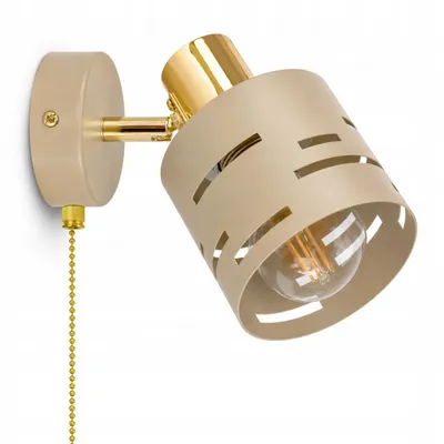 Produktbild von LUXOLAR Wandleuchte Beige Gold RAL1019 E27 mit Zugschalter schwenkbar