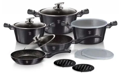 Produktbild von Berlinger Haus BH/6886, Gemischtes Set, Grau, Aluminium, Marmor, Schwarz, Ergonomisch, Soft Touch
