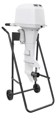 Produktbild von Bootsmotorwagen - Klappbarer Außenborderständer - Für Motor bis 30 PS - Tragkraft 40 kg - Kaltgewalzter Stahl - Mit Rollen für Transport - Schwarz