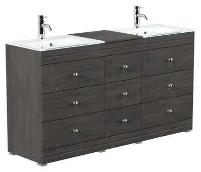 Produktbild von Stand Doppel Badmöbel Vitro Klassik inkl. Glasbecken anthrazit gemasert : Anthrazit gemasert Varianten: Anthrazit gemasert