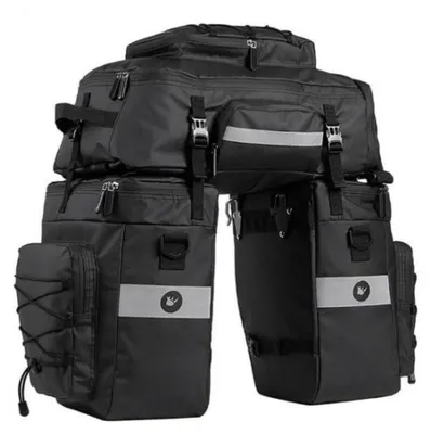 Produktbild von 3-in-1 Fahrradtasche Wasserdicht Gepäckträgertasche Rucksack Umhängetasche Schwarz L