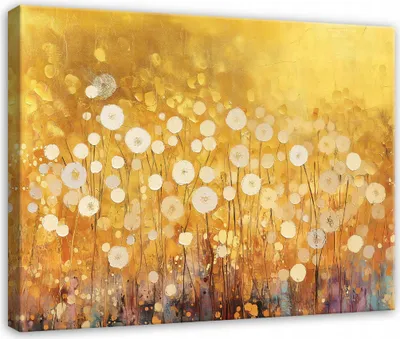 Produktbild von Leinwandbild - Wandbild Wohnzimmer Schlafzimmer - 120x80 cm - Leinwandbilder - Wandbilder XXL - Wanddekoration - Bilder Blumen Gold