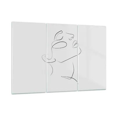 Produktbild von Bilder auf glas - 3 Teile - Stück Linear Gesicht - 165x110cm - Glasbilder - Wandbilder - Bilder - zum Aufhängen bereit - Wanddekoration aus Glas - Glas Bilder - Wandbild auf Glas - GCE165x110-4823