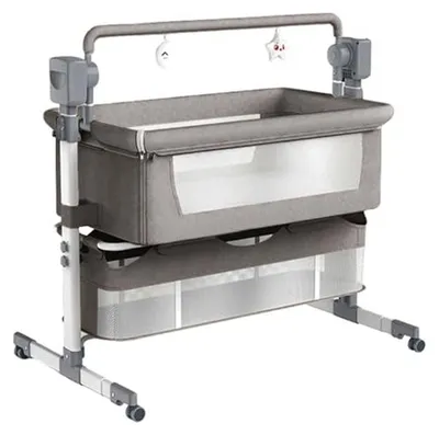 Productafbeelding van Babybed - Co-sleeper Kinderbed - Veilig Slapen - Met Muziek - 105 cm - Lichtgrijs