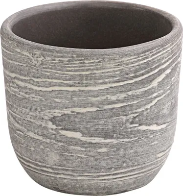 Produktbild von Dehner Übertopf Wood, Ø 20 cm, Höhe 17 cm, Keramik, grau
