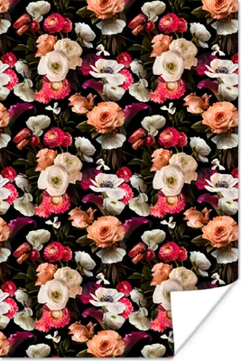 Produktbild von MuchoWow® Poster Blumen - Muster - Pastell 120x180 cm - Kunstposter