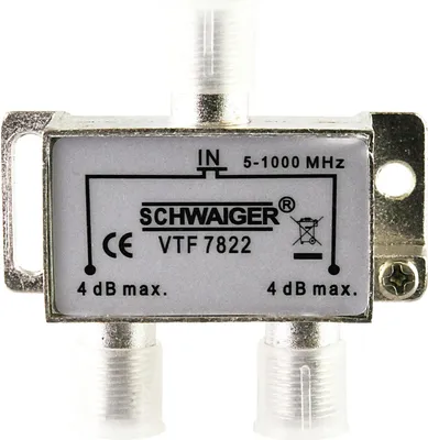 Produktbild von Schwaiger VTF7822 531, Kabelsplitter, 5 - 862 MHz, Silber, 1 Stück(e), 53 mm, 26 mm