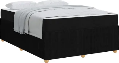 Image de Cadre de lit avec matelas Noir 140 x 200 cm tissu