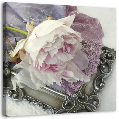 Produktbild von Leinwandbild rose rosa blume 60x60 cm Feeby rosa wandbild bereit zum aufhängen