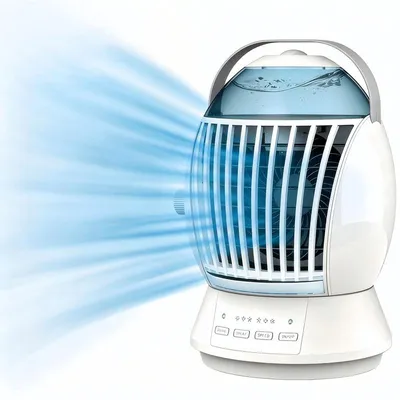 Produktbild von Mini Klimaanlage 3-in-1, 3 Stufen, Nebel, 24h Timer, Schlafmodus, ≤40dB – für Zimmer, Auto, Büro, Camping
